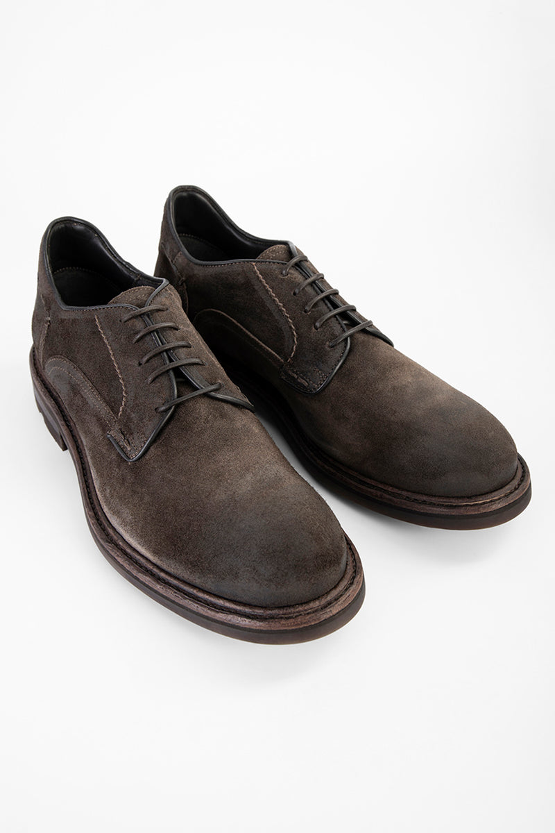LENNOX java-brown suede derby shoes.