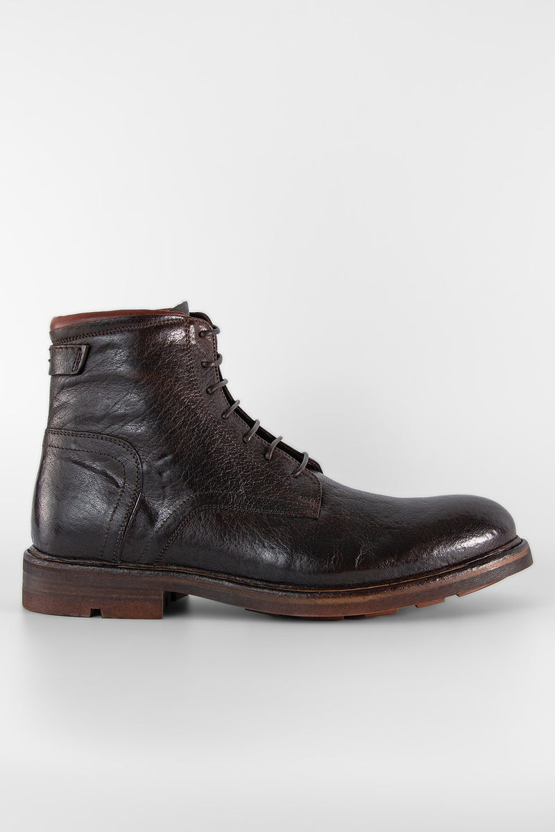 LENNOX cigar-brown military boots.