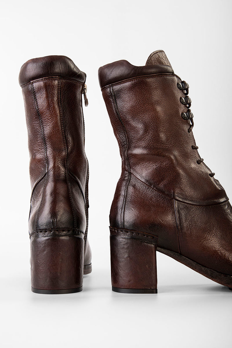 MADISON chocolate-brown high commando boots.