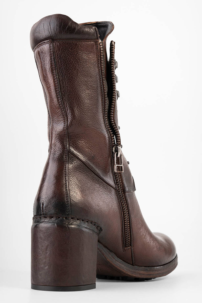 MADISON chocolate-brown high commando boots.