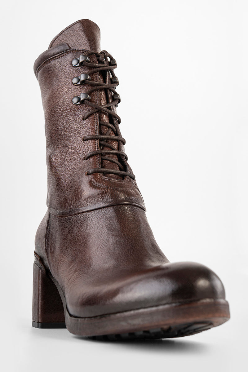 MADISON chocolate-brown high commando boots.