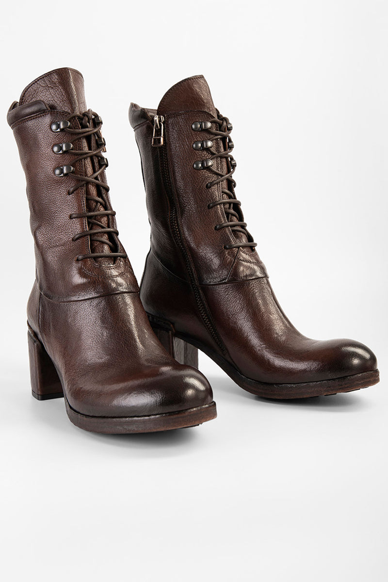 MADISON chocolate-brown high commando boots.