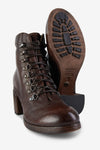 MADISON chocolate-brown lace-up boots.