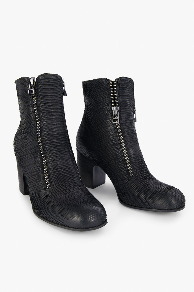 MOORE black carved-leather zipped ankle boots.