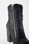 MOORE black carved-leather zipped ankle boots.