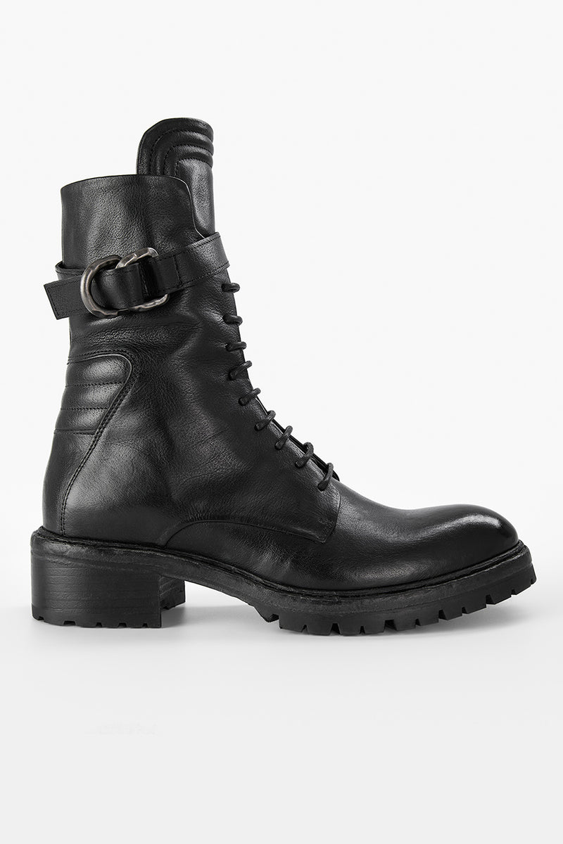 RADNOR urban-black lace-up high bikers.