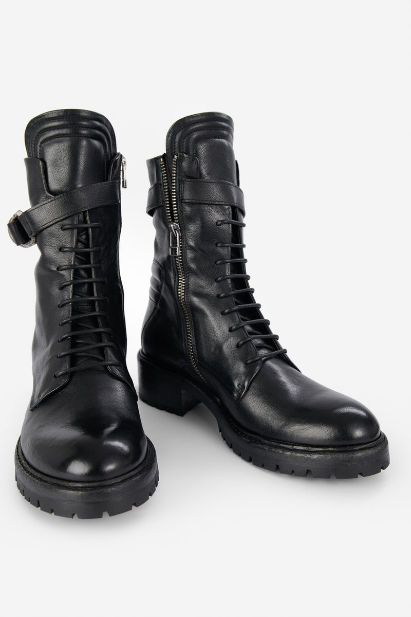 RADNOR urban-black lace-up high bikers.