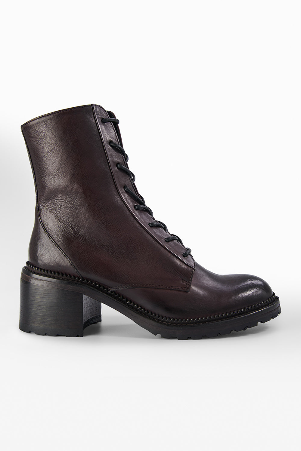 REGENT burnt-mauve lace up boots.