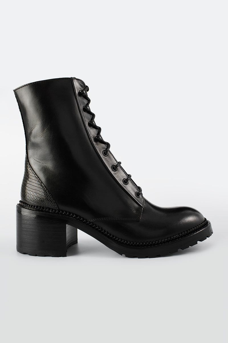 REGENT royal-black lace-up boots.