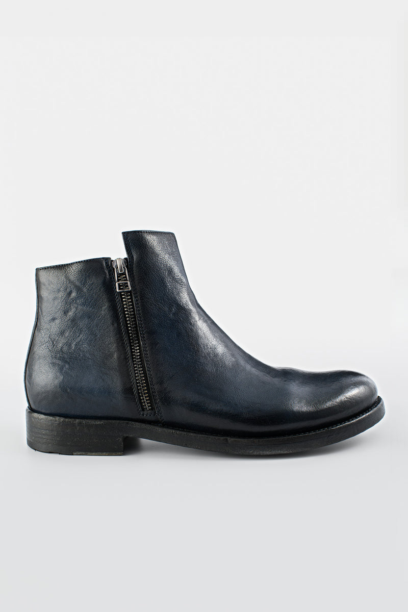 SLOANE meteorite-blue double-zip ankle boots
