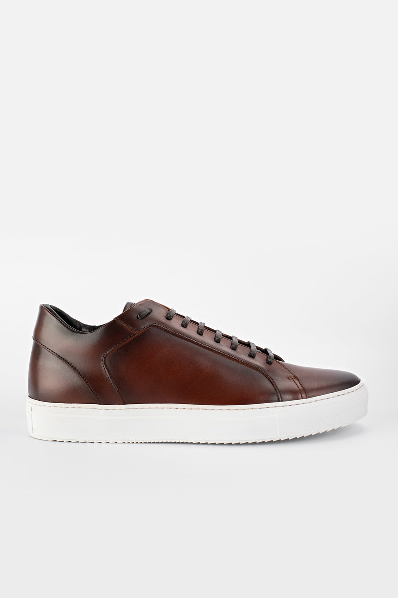 SOHO cocoa-brown patina sneakers.