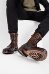 SLOANE timber-brown commando boots.