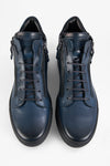 SOHO LOUNGE meteorite-blue patina high sneakers.