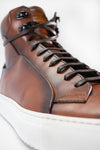 SOHO EDGE cocoa-brown patina high sneakers.