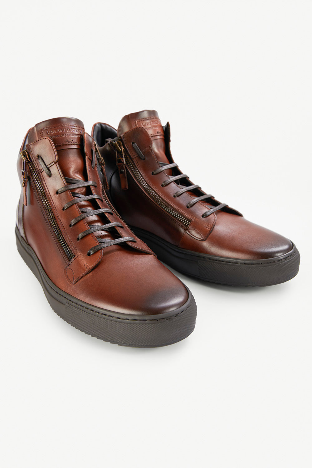 SOHO LOUNGE cocoa patina high sneakers.