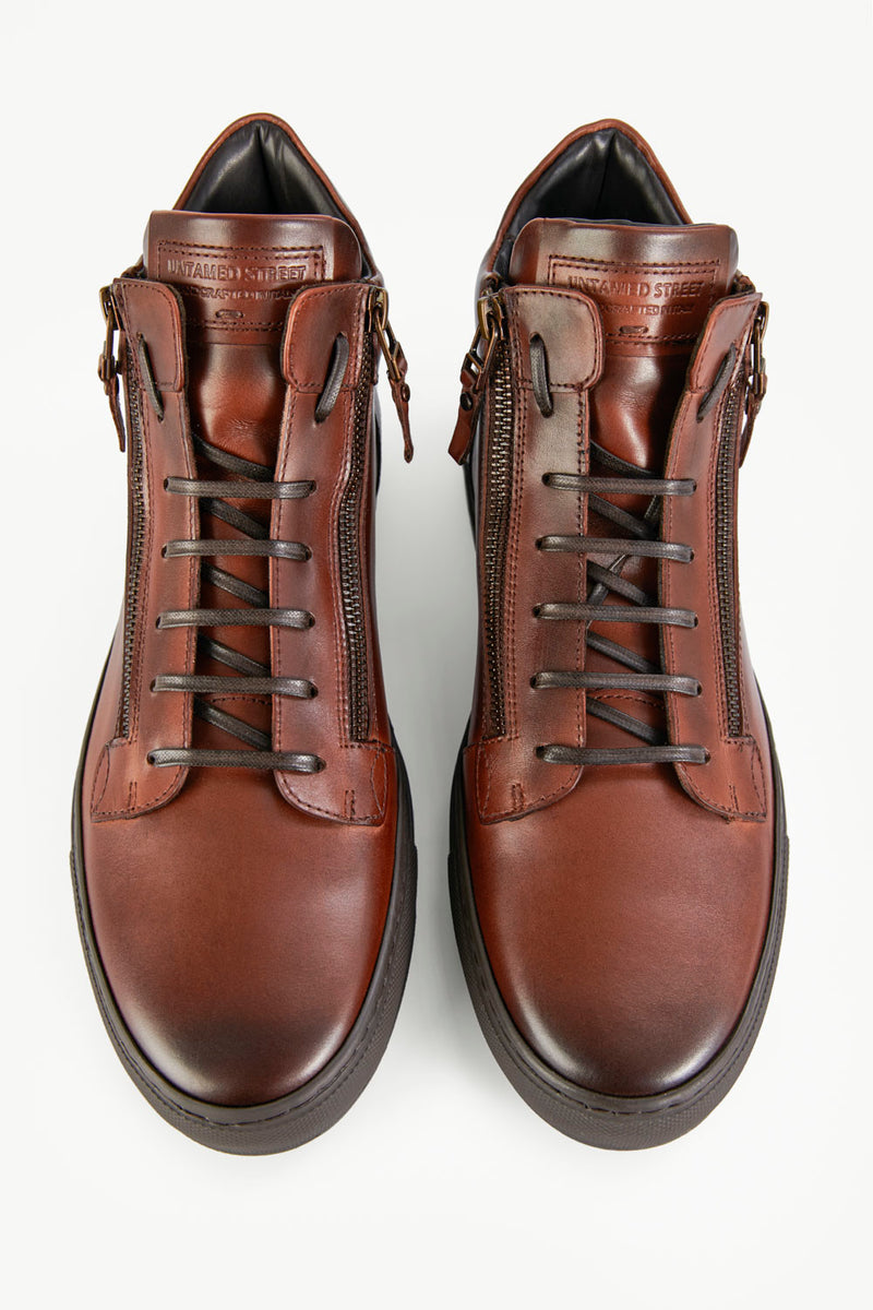 SOHO LOUNGE cocoa patina high sneakers.