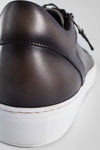 SOHO aluminium-grey double-zip patina sneakers.