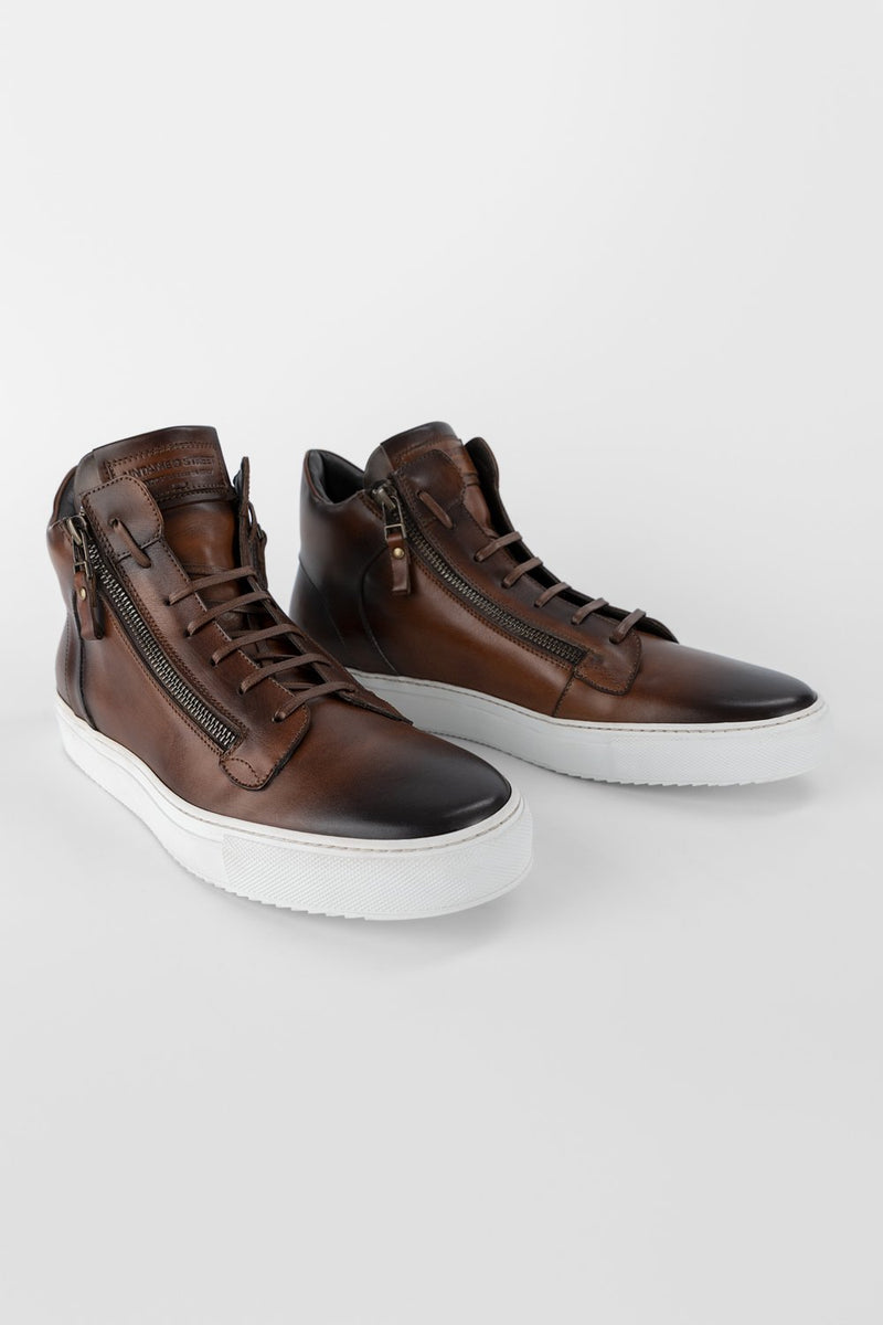 SOHO cocoa-brown patina high sneakers | untamed street | men – UNTAMED ...