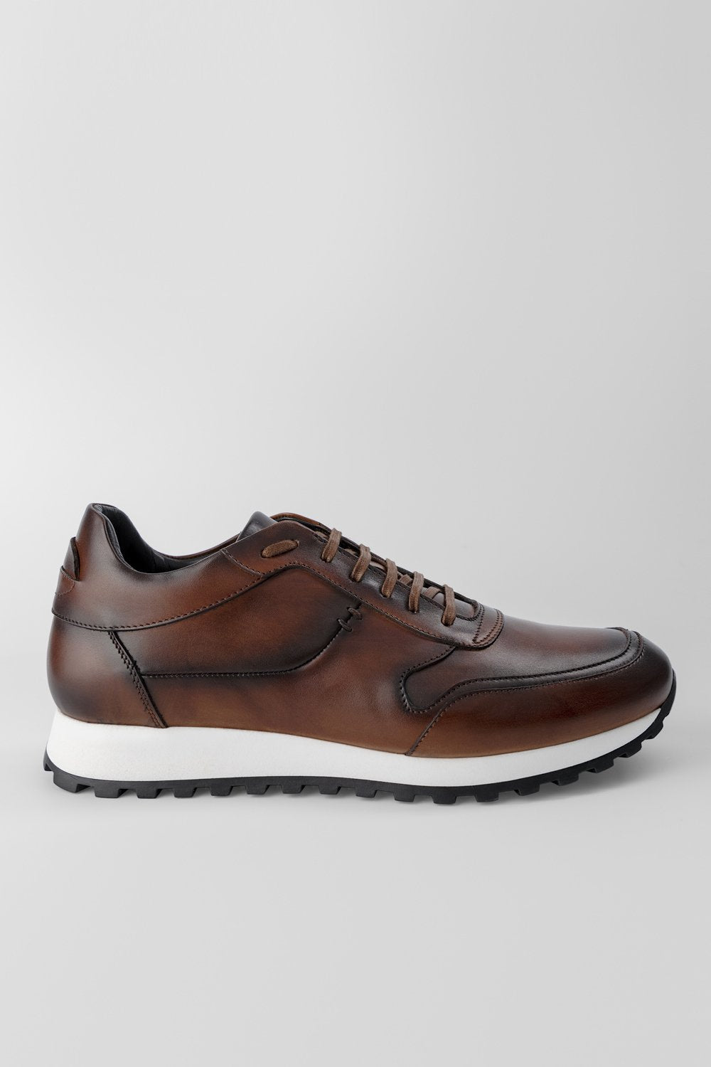 SOHO cocoa-brown double-zip patina sneakers | untamed street