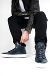 SOHO meteorite-blue patina high sneakers.