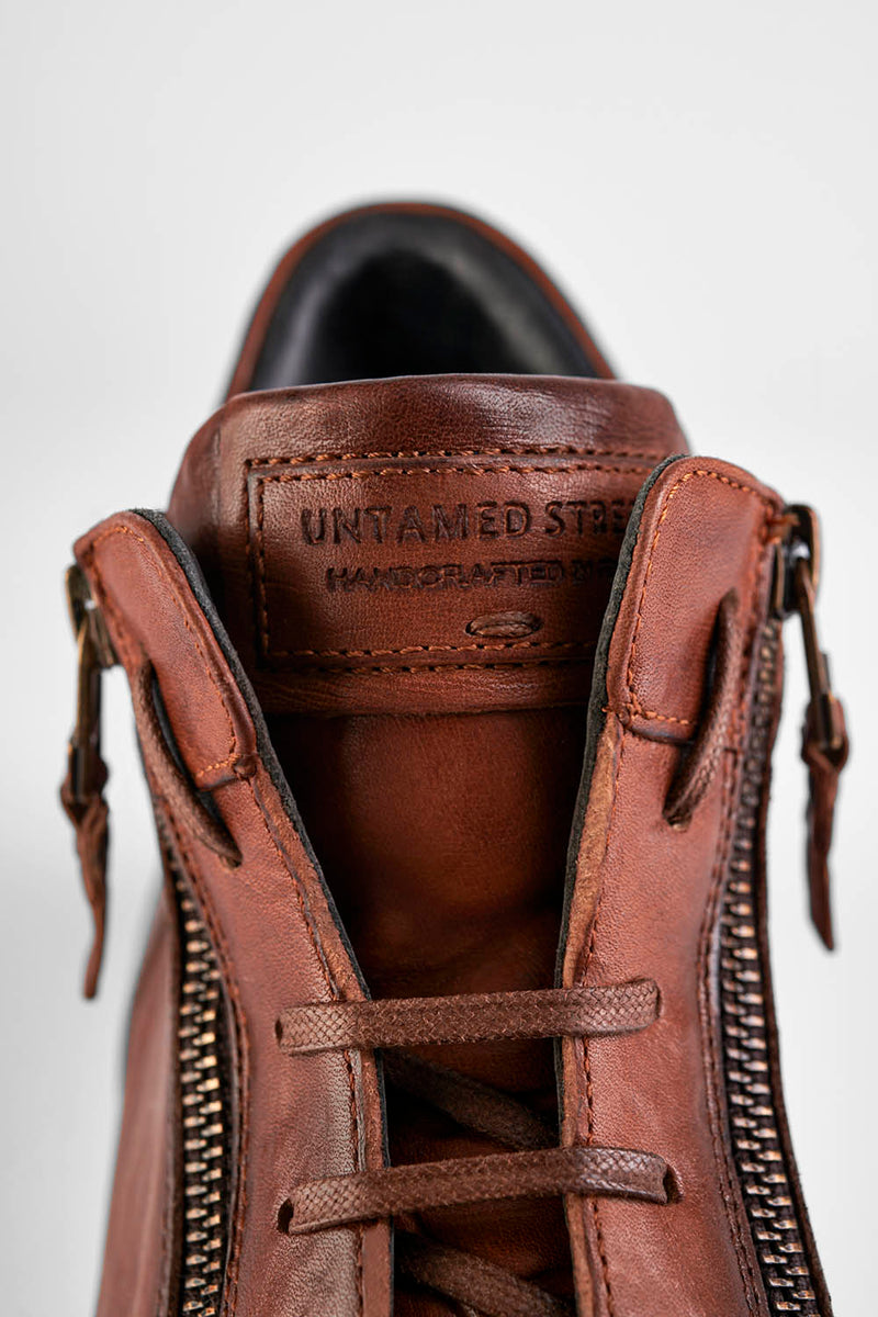 SOHO ROGUE cognac distressed high sneakers untamed street