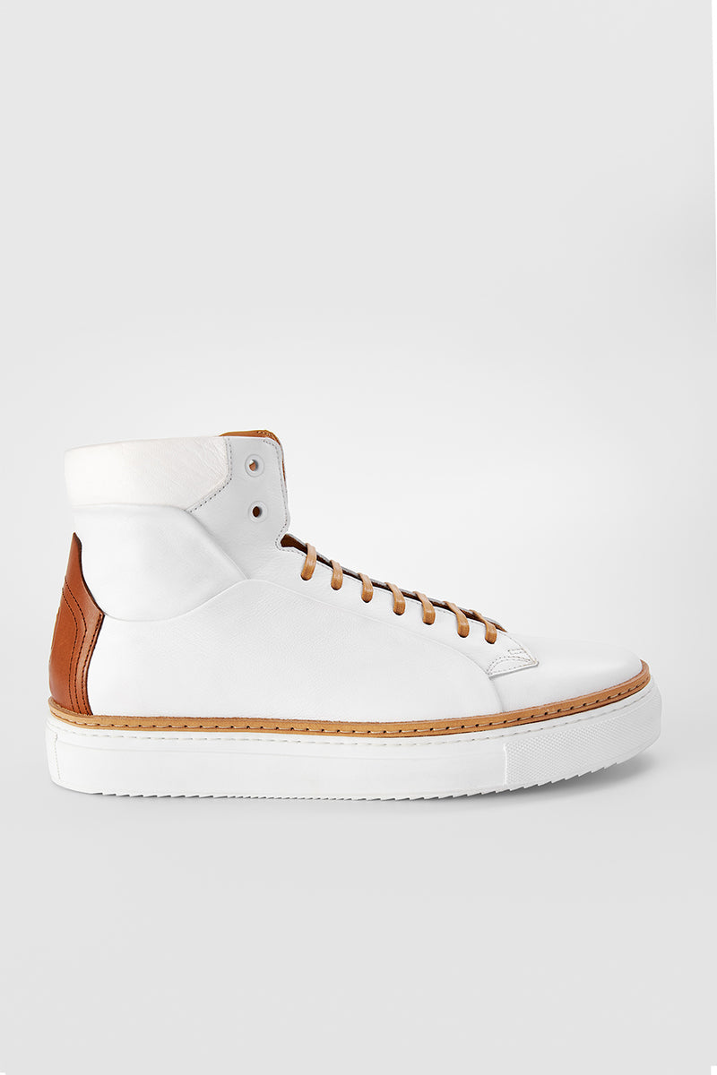 UNTAMED STREET Men White Calf-Leather High Top Sneakers SOHO-EDGE