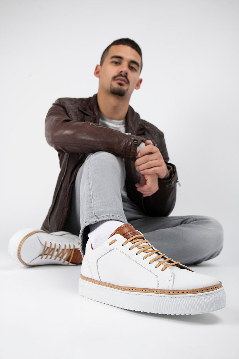 SOHO white welted sneakers.