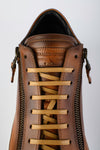 SOHO light-tan double-zip patina sneakers.