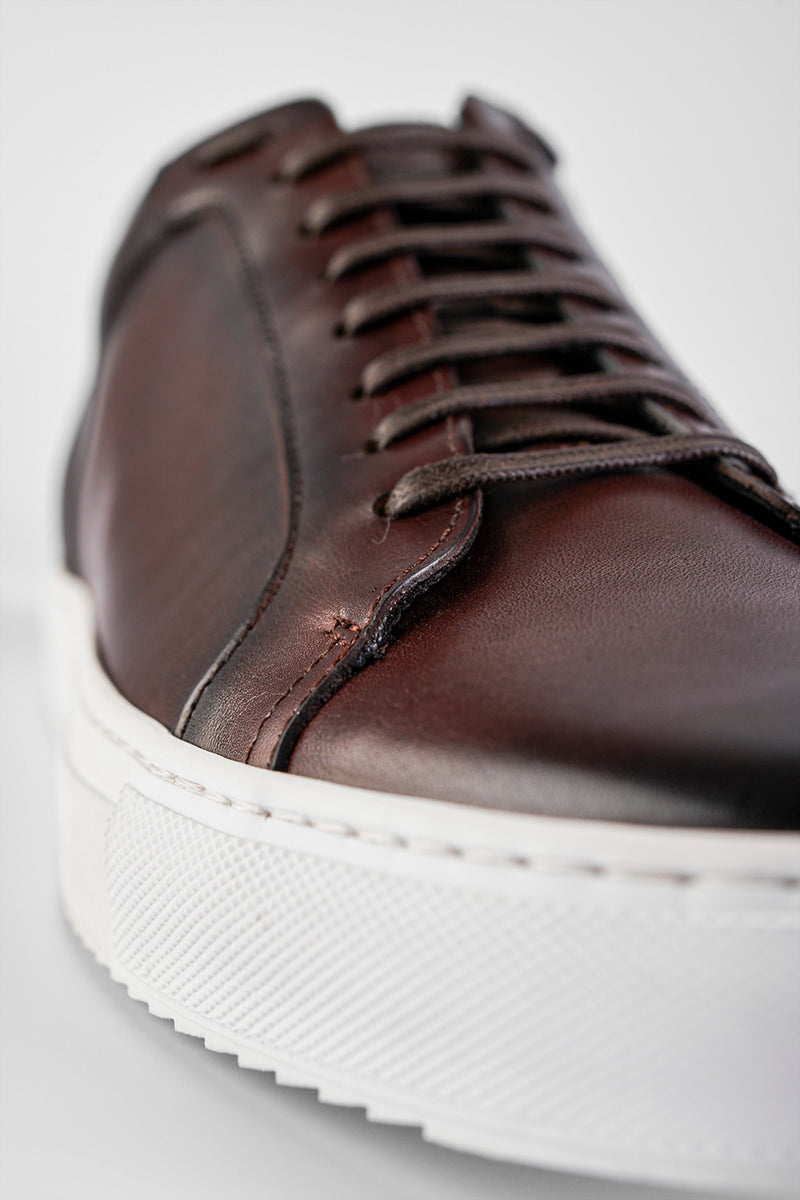 UNTAMED STREET Men Brown Calf-Leather Low Top Sneakers SOHO