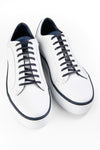 UNTAMED STREET Men White-Blue Calf-Leather Low Top Sneakers SOHO-EDGE