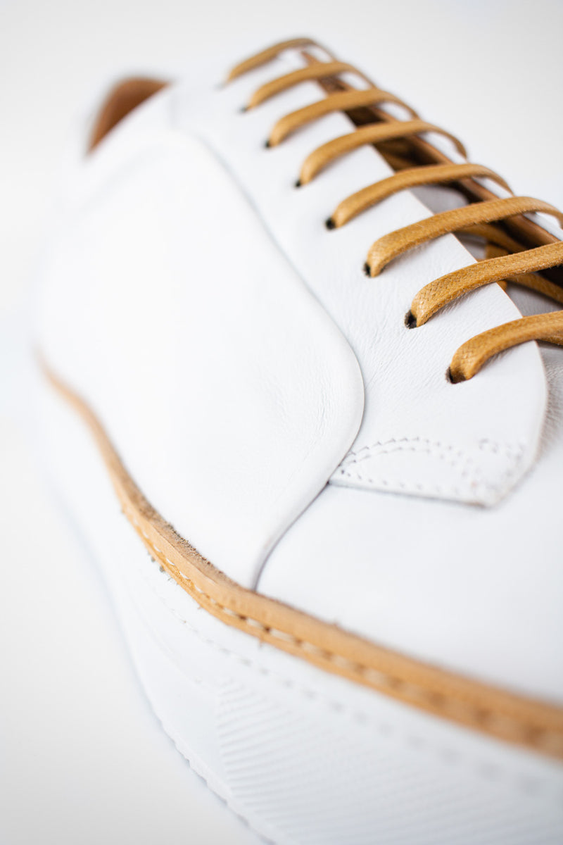 UNTAMED STREET Men White Calf-Leather Low Top Sneakers SOHO-EDGE