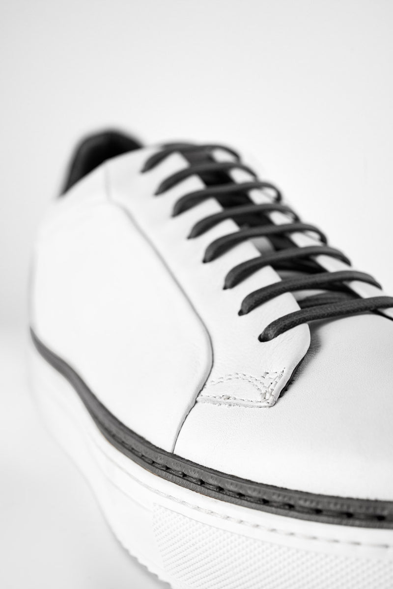 UNTAMED STREET Men White-Grey Calf-Leather Low Top Sneakers SOHO-EDGE