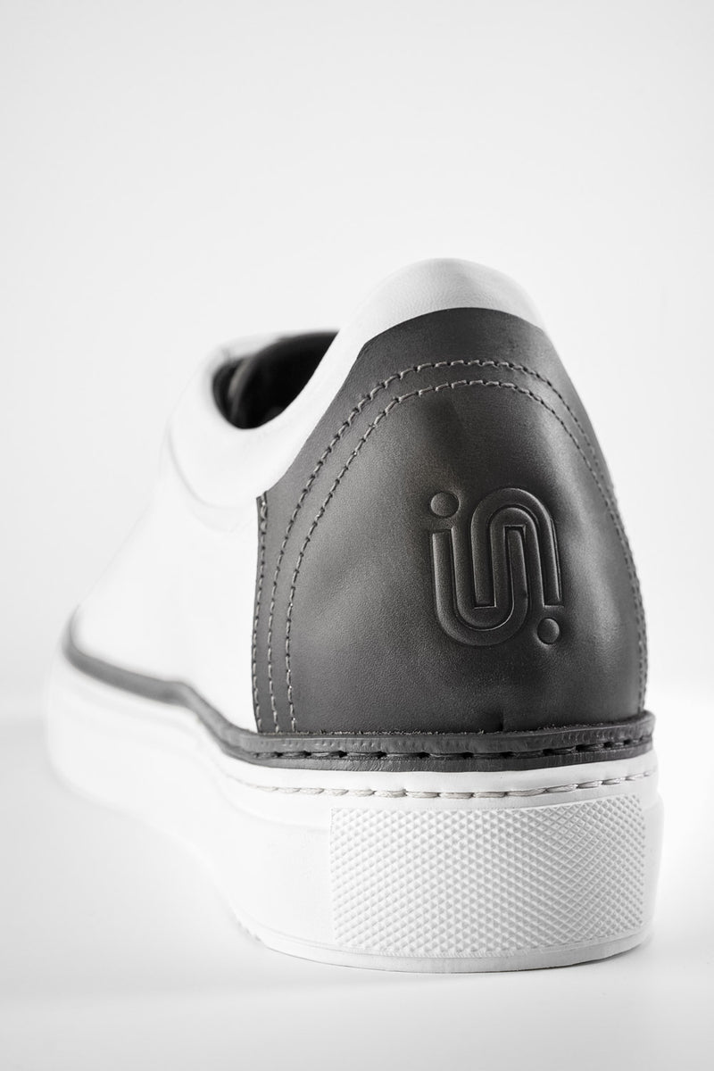 UNTAMED STREET Men White-Grey Calf-Leather Low Top Sneakers SOHO-EDGE