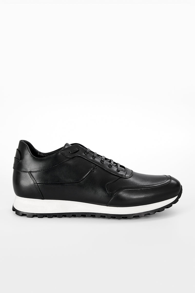 UNTAMED STREET Men Black Calf-Leather Runners Sneakers SOHO