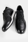 UNTAMED STREET Men Black Calf-Leather Runners Sneakers SOHO