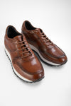 UNTAMED STREET Men Brown Calf-Leather Runners Sneakers SOHO