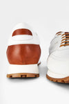 UNTAMED STREET Men White-Brown Calf-Leather Runners Sneakers SOHO