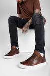 SOHO cocoa-brown patina sneakers.