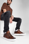 SOHO cocoa-brown patina sneakers.