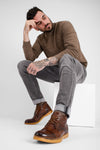 HAMPTON rich-umber brogue chukka boots.