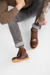 HAMPTON rich-umber brogue chukka boots.