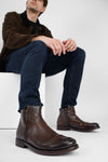 SLOANE ice-brown double-zip ankle boots.