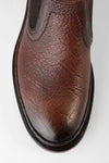 YORK cognac grained welted low chelsea boots.