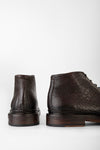 YORK cigar-brown grained welted chukka boots.
