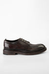 YORK dark-cocoa welted apron derby shoes.