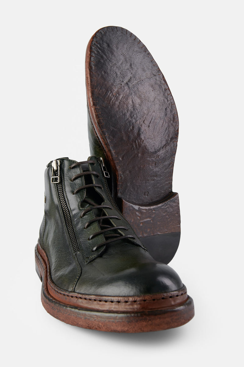 UNTAMED STREET Men Green Buffalo-Leather Chukka Boots YORK