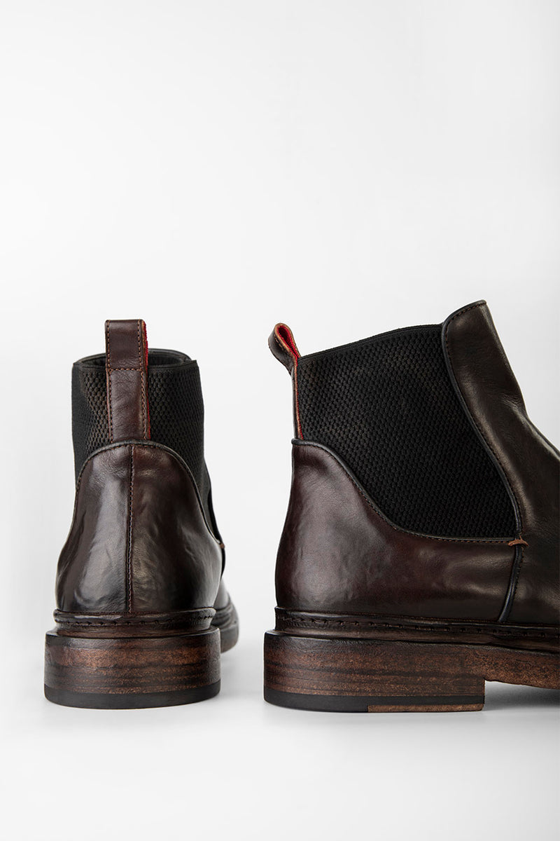 YORK rich-cocoa welted chelsea boots.