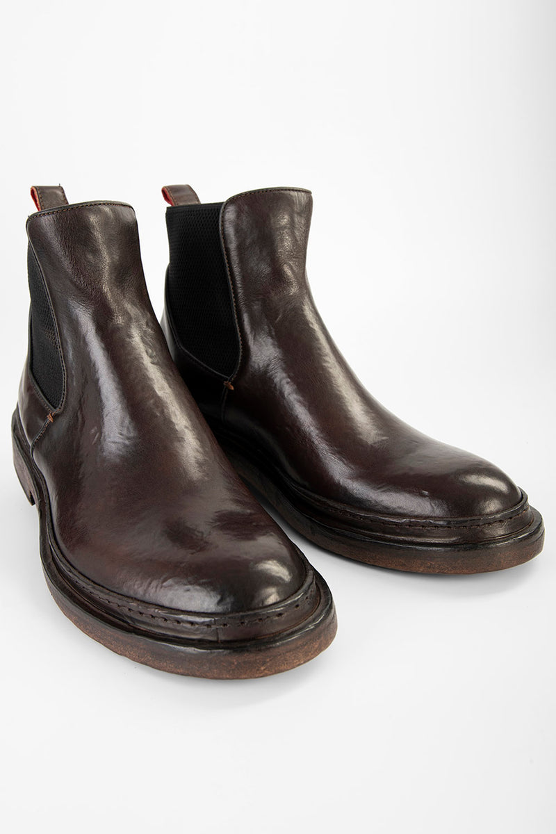 YORK rich-cocoa welted chelsea boots.