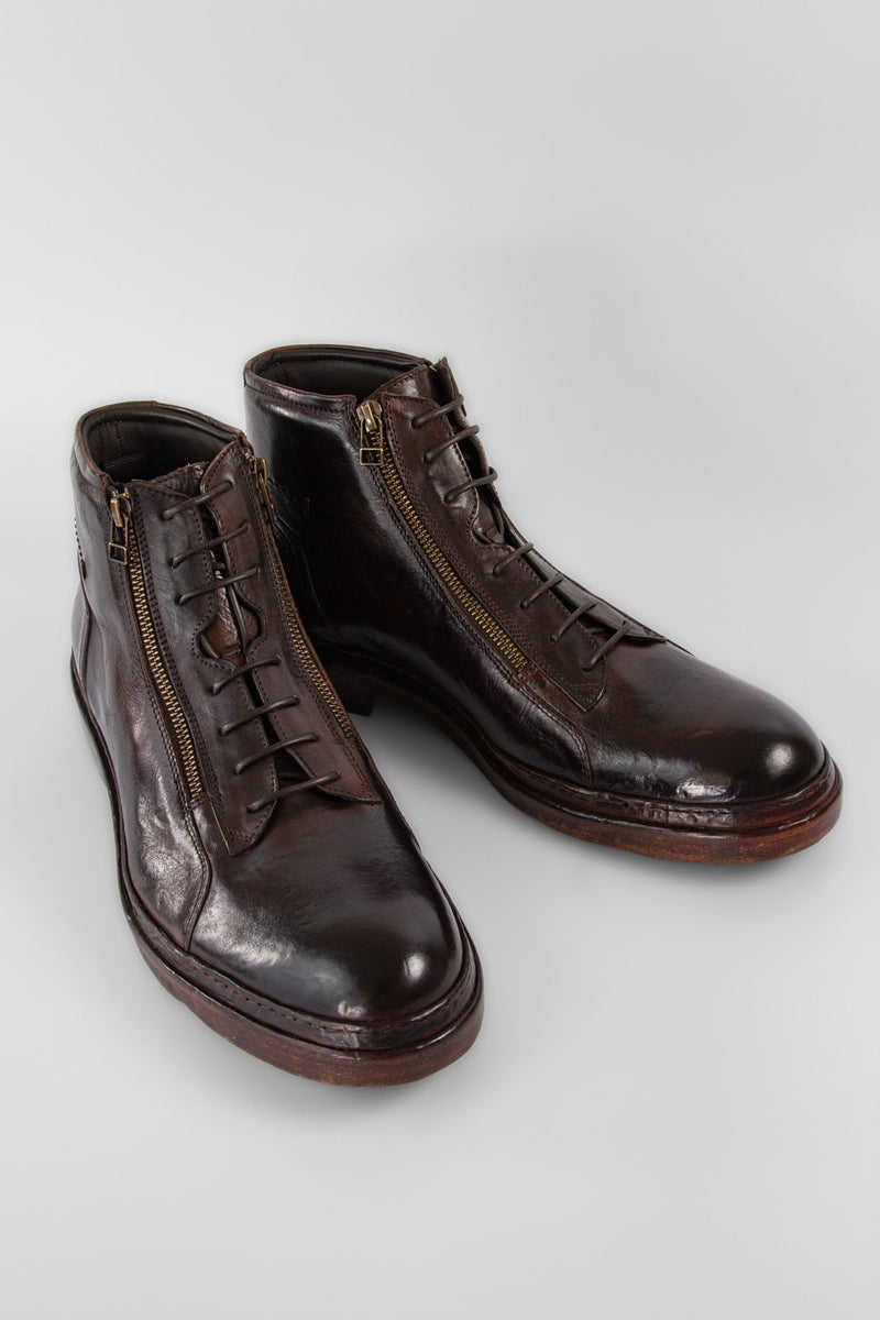 YORK rich-cocoa welted chukka boots.
