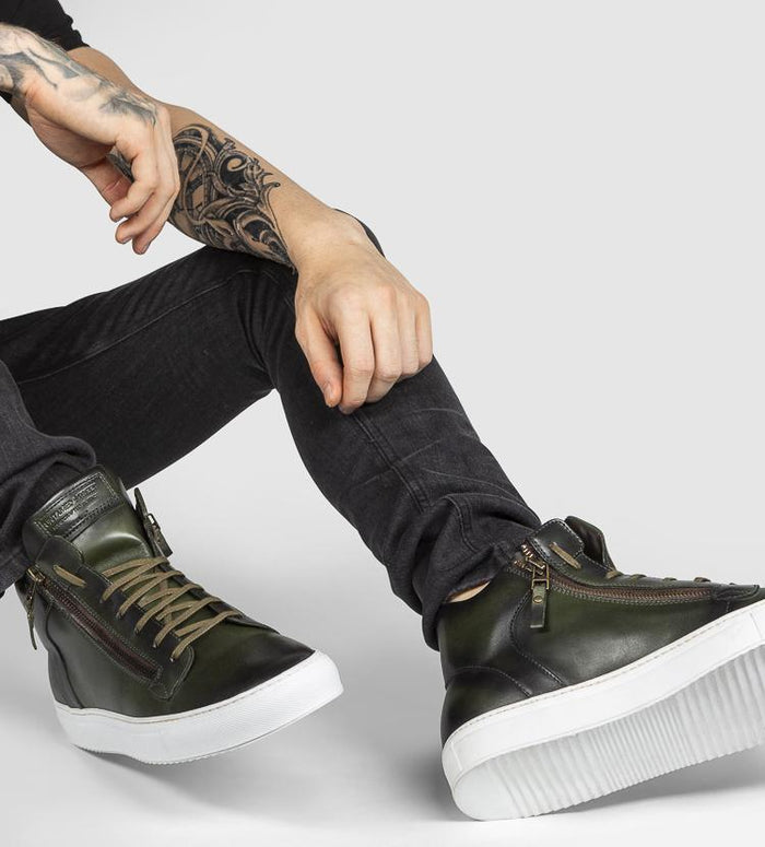 Green leather sneakers deals